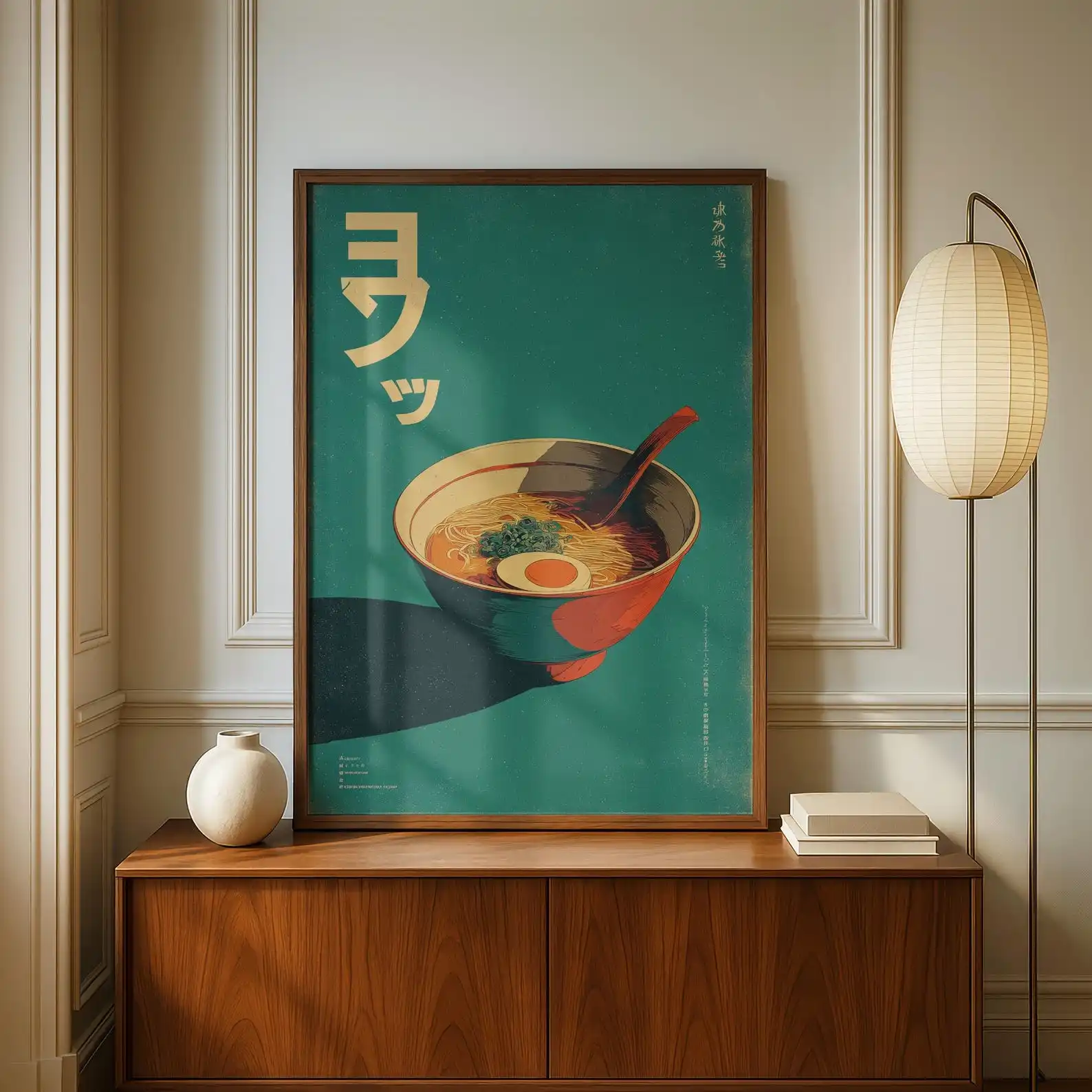 Retro Japanese Ramen Canvas Art Print Frameless Food Wall Art Poster Minimalist Bold Noodle Poster Kitchen Decor for Home Dining