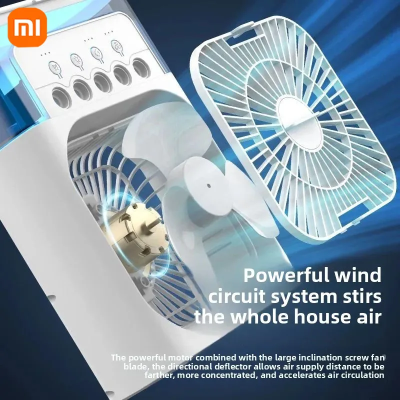 مروحة مكيفات هواء محمولة 3 في 1 من Xiaomi مع ضوء ليلي LED مبرد هواء منزلي صغير لمروحة قابلة للتعديل للمكتب والمنزل