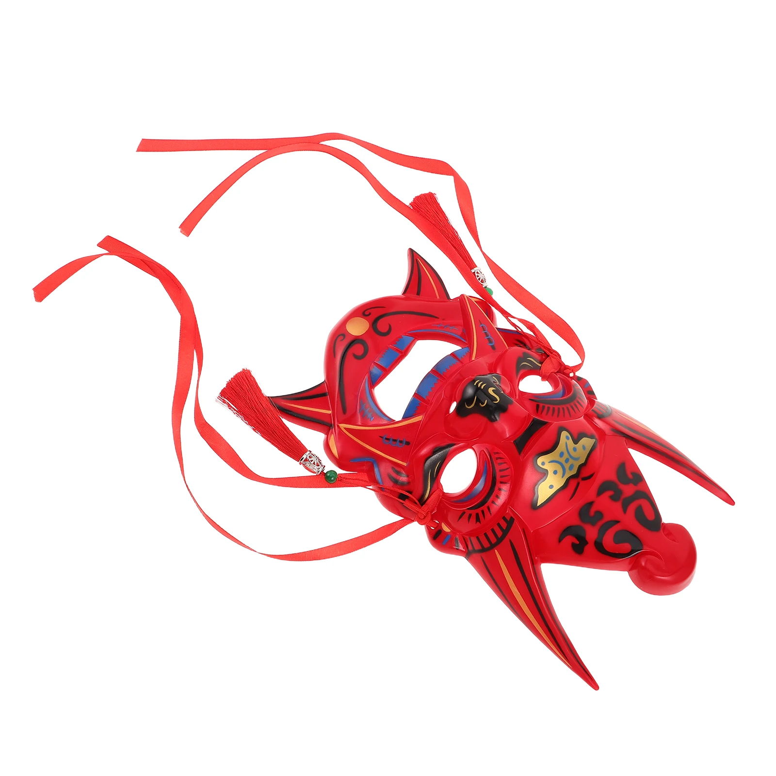 

Japanese Demon Mask Reusable Handcrafted Painted Traditional Chinese Style Halloween Cosplay Party Lightweight Face Cover