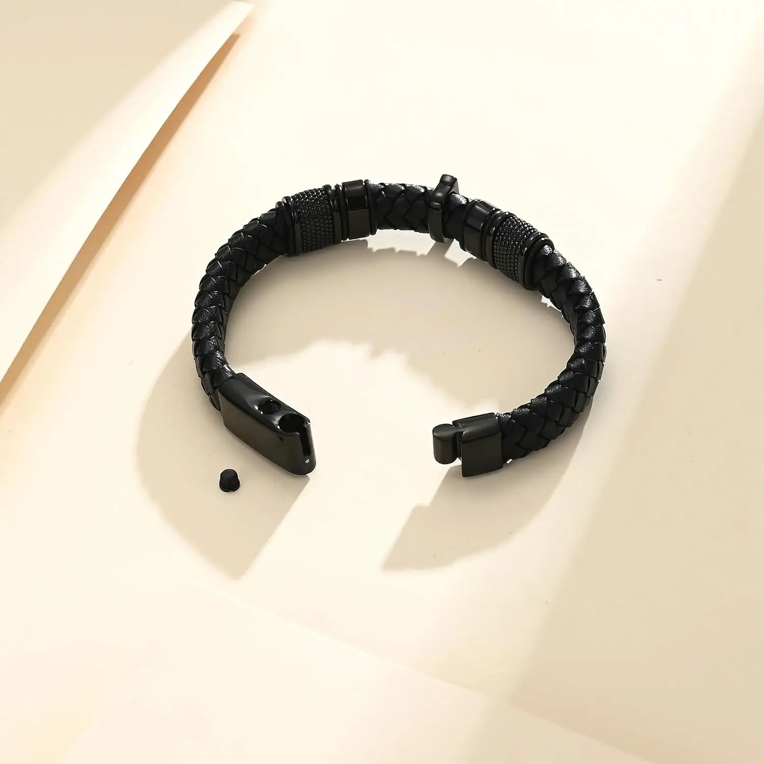 S Para Hombres Christian Leather Cross Bracelet For Men Urn Jewelry For Ashes Memorial Keepsake