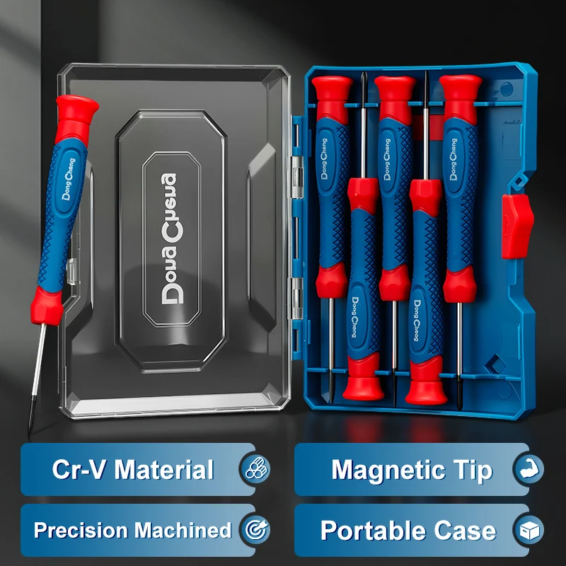 6Pcs Precision Screwdriver Set CR-V Magnetic Tips TPR Handle Mini Repair Tool Kit For Phone Laptop Glasses Electronics