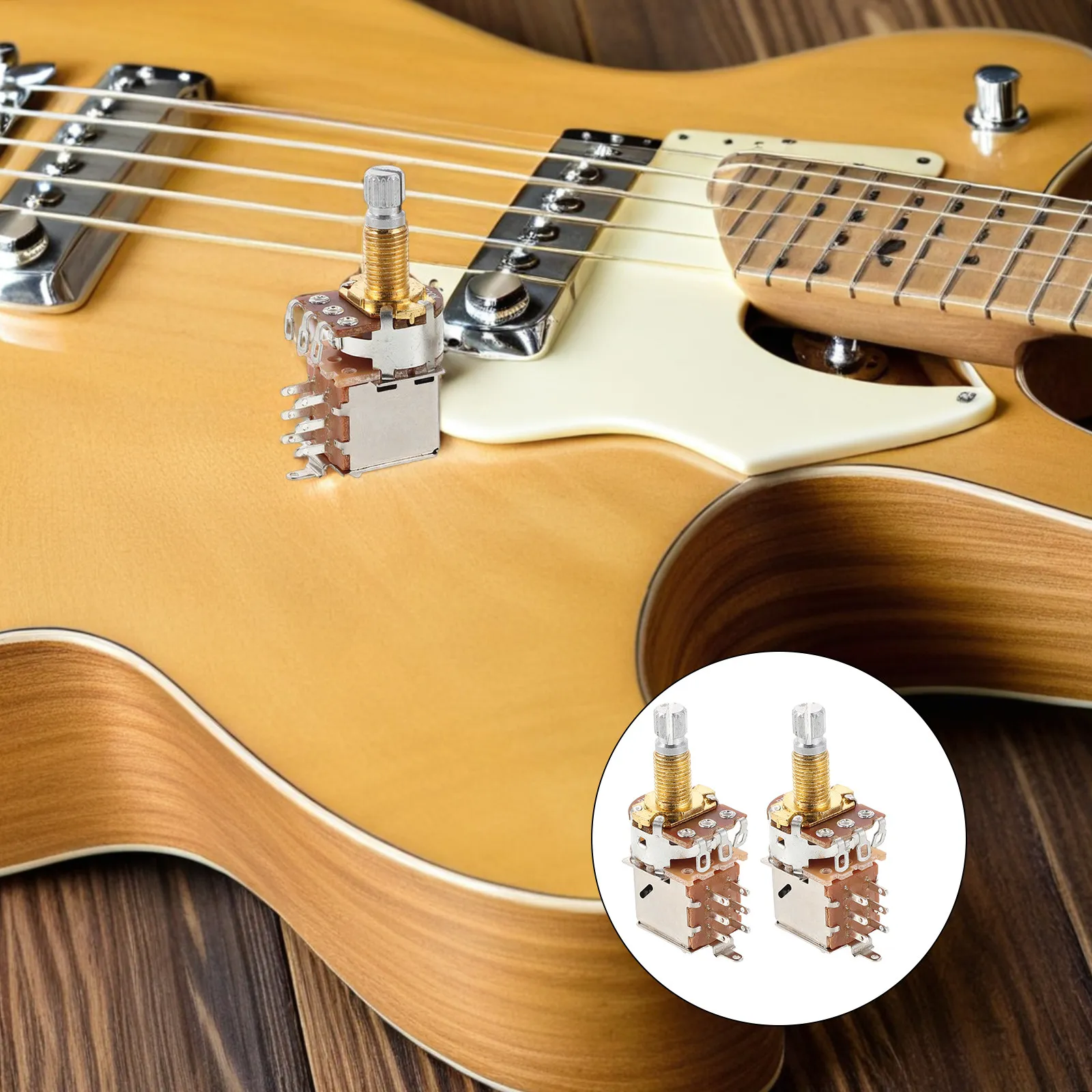 

2Pcs Electric Guitar Bass Split Shaft Audio Taper Pots Long Knurled Volume Tone Control Knobs Low Noise Replacement Parts
