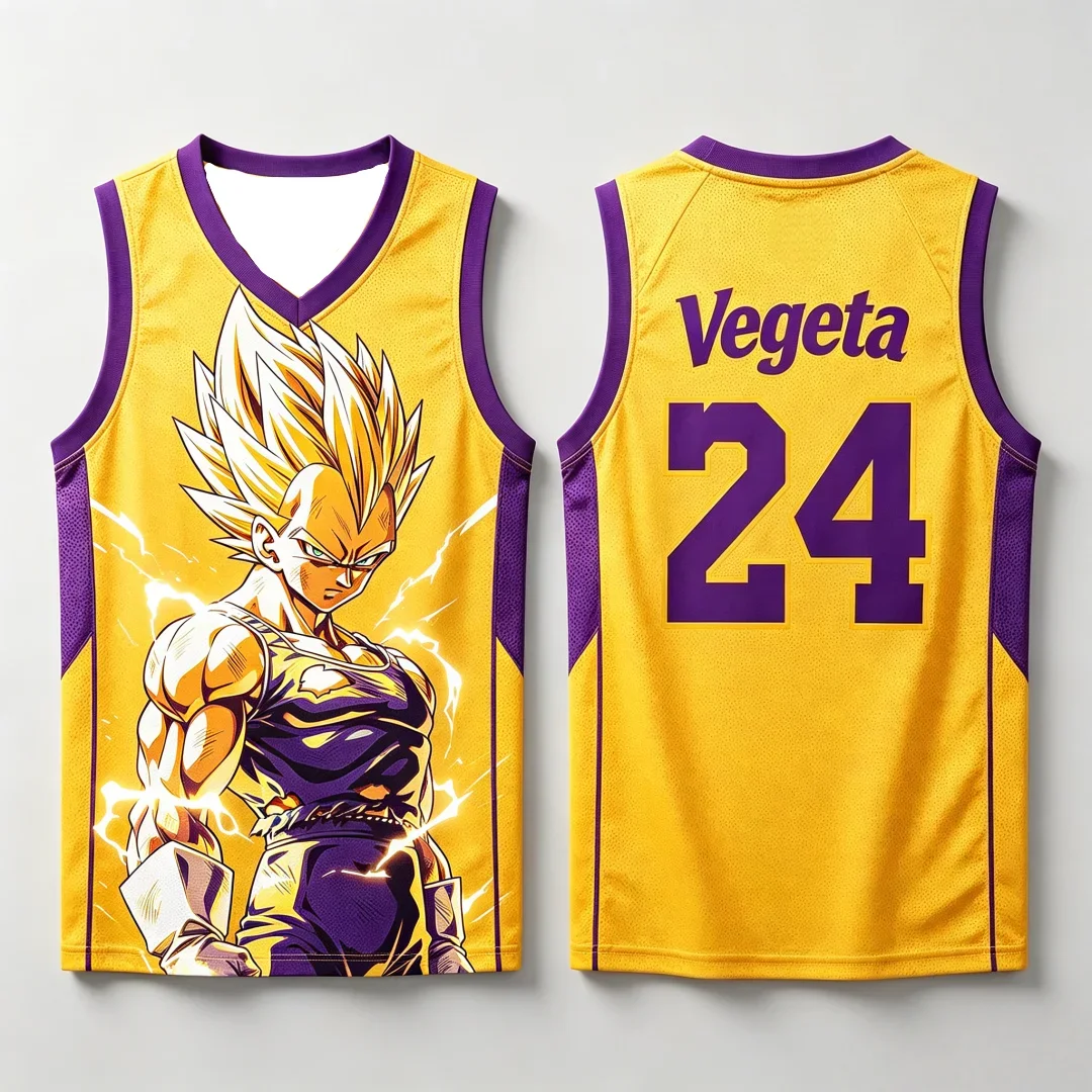 26Dragon Ball Vegeta Super Saiyajin # 23 Basketball-Trikotweste, atmungsaktive Sportbekleidung mit Anime-Motiv, Streetwear für Eltern und Kinder – Detail 11