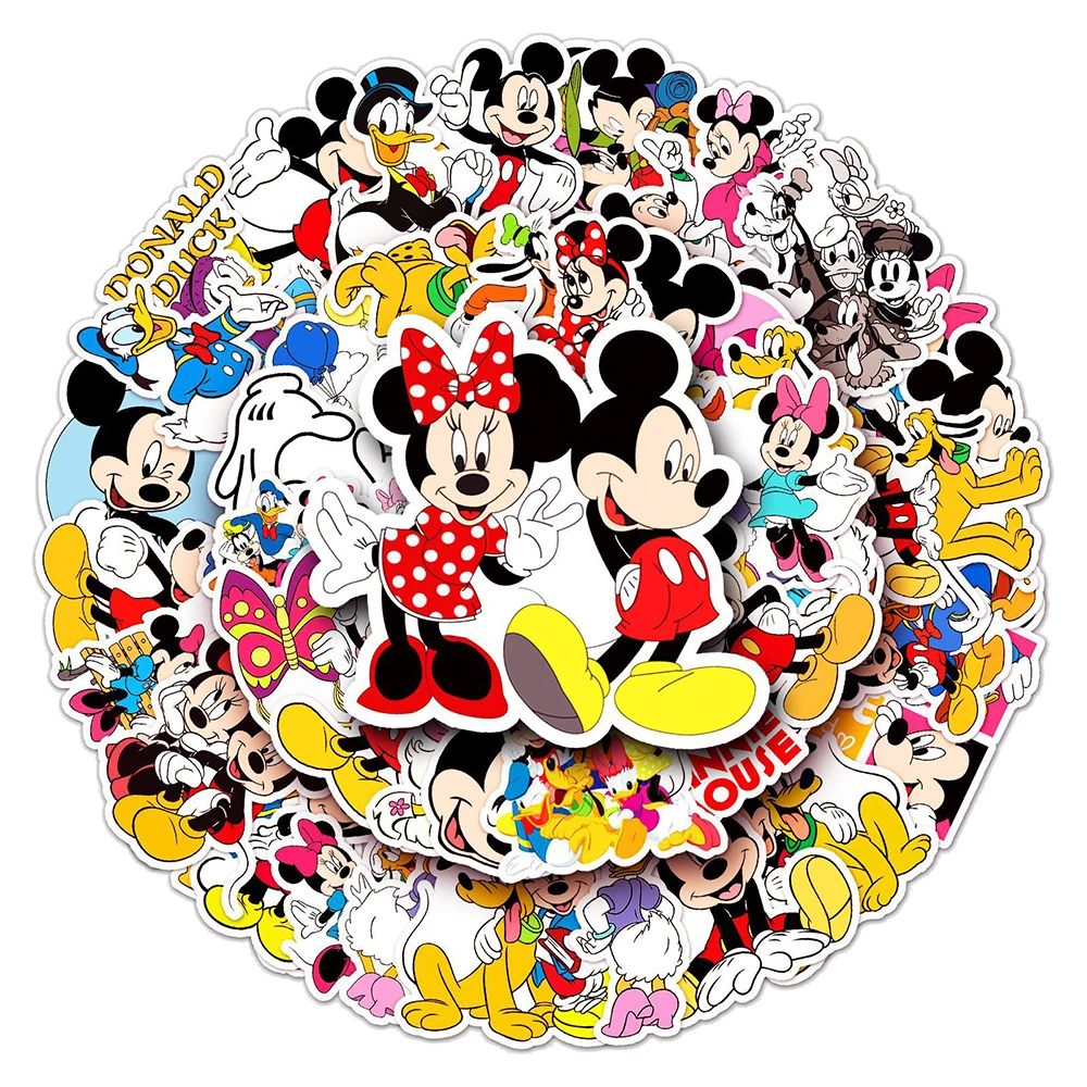 10/30/50pcs Cute Disney Mickey Mouse Cartoon Stickers Kawaii Graffiti Kids Sticker Toy DIY Laptop Skateboard Phone Funny Decals