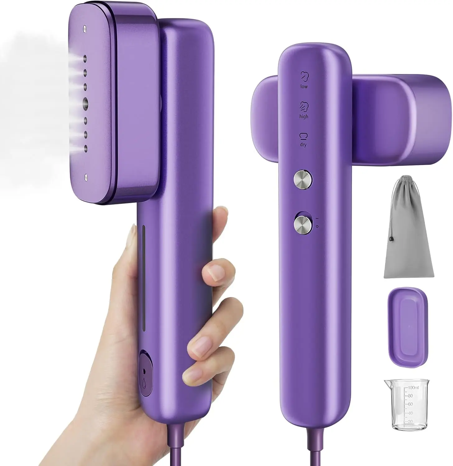 

2-in-1 Handheld Garment Steamer & Iron, 15s Fast Heat, Dual Voltage, Portable Travel Steamer with Auto Shut-Off