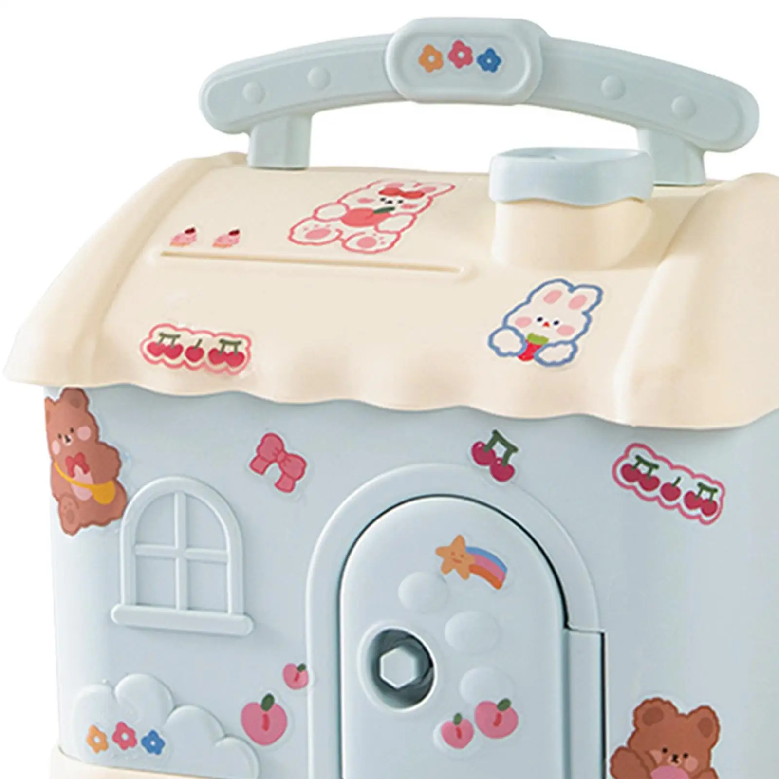 Piggy with Lock Storage Box with Handle Portable Decorative Desktop Young Children
