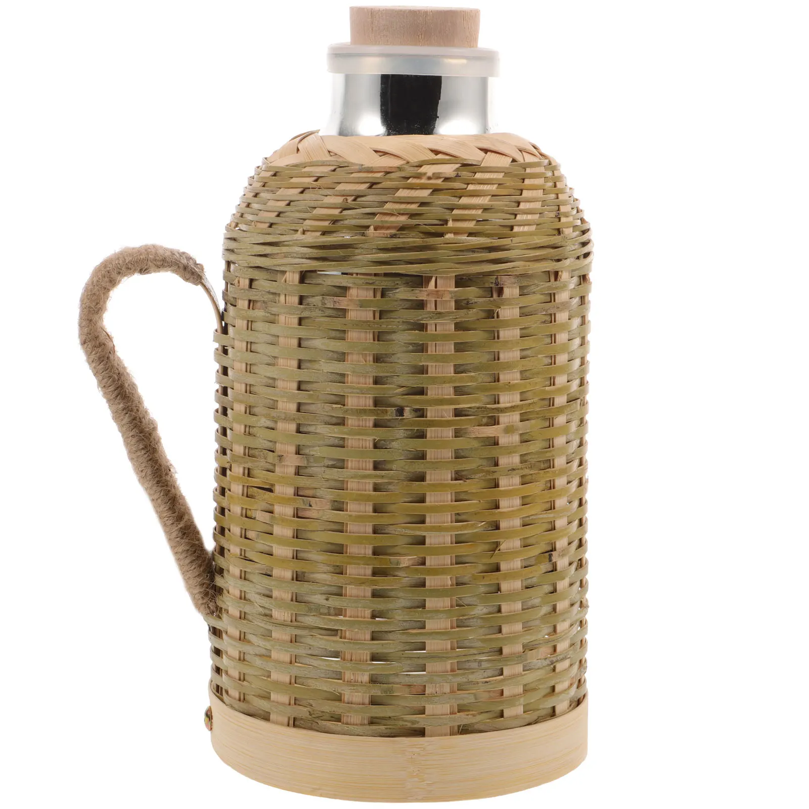 

1pcs Bamboo Kettle 1.3L White Glass Retro Thermal Bottles Household Flask for Hot Beverages Office Water Bottle Heat