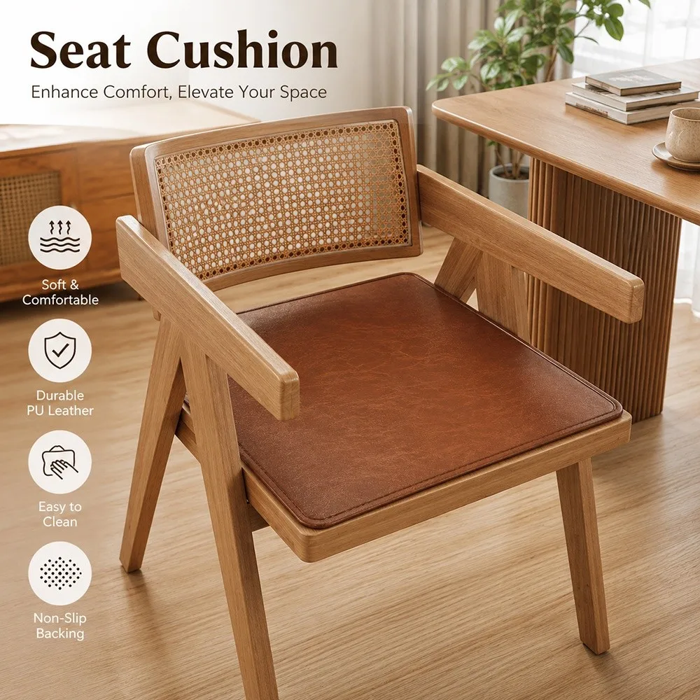 40×40cm/45×45cm Leather Chair Pad High Resilience Waterproof Dining Chair Cushion Anti Slip Breathable Seat Cushion Pad