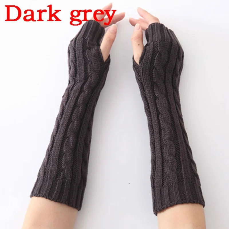 Guantes largos de punto sin dedos para mujer, manoplas cálidas para el brazo, flexibles, dedos descubiertos, manga larga sin dedos, 1 par