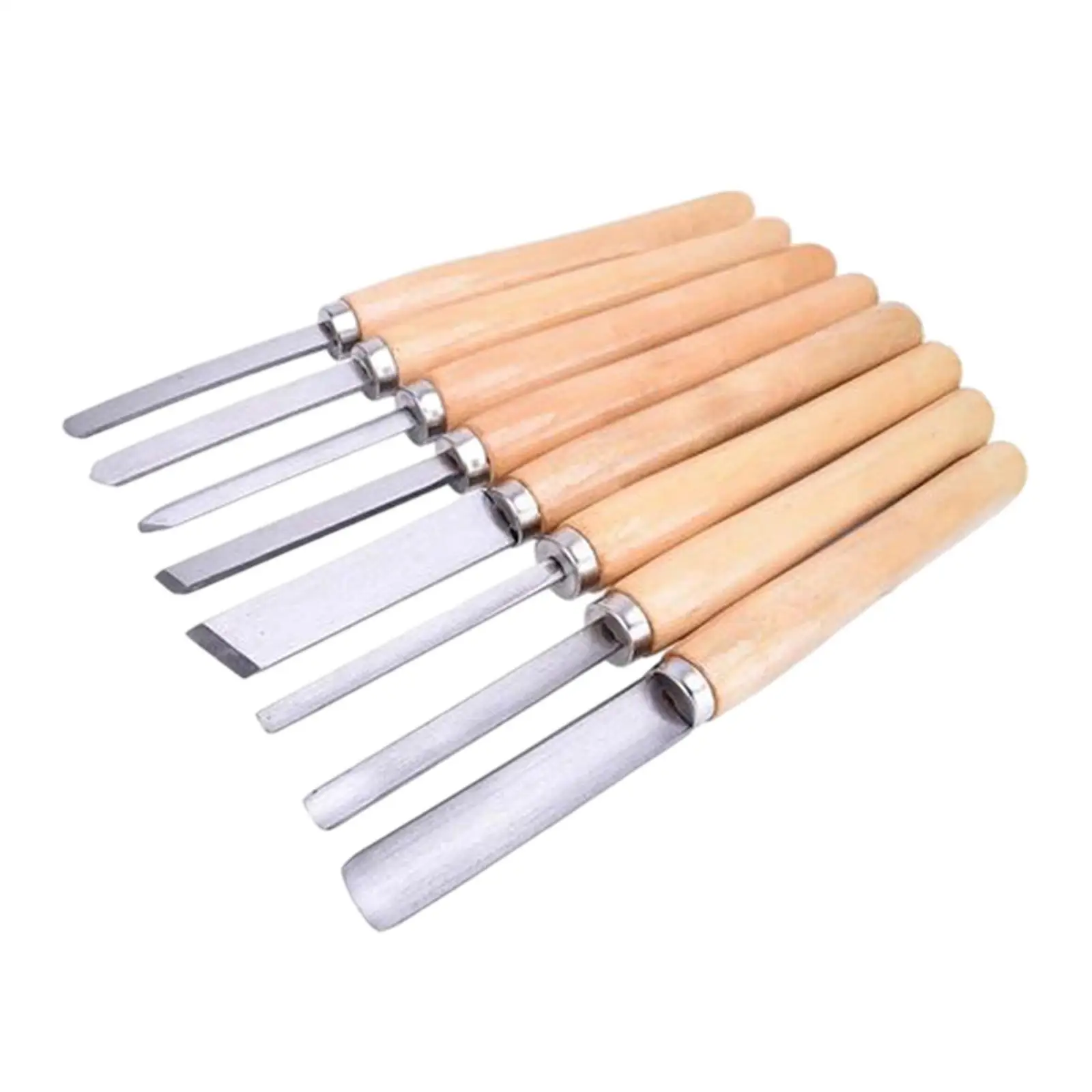

8Pcs Woodworking Turning Tool HSS Blade 65 Manganese Steel Engraving Wooden Handle Gouge Accessories Lathe Set for Carving