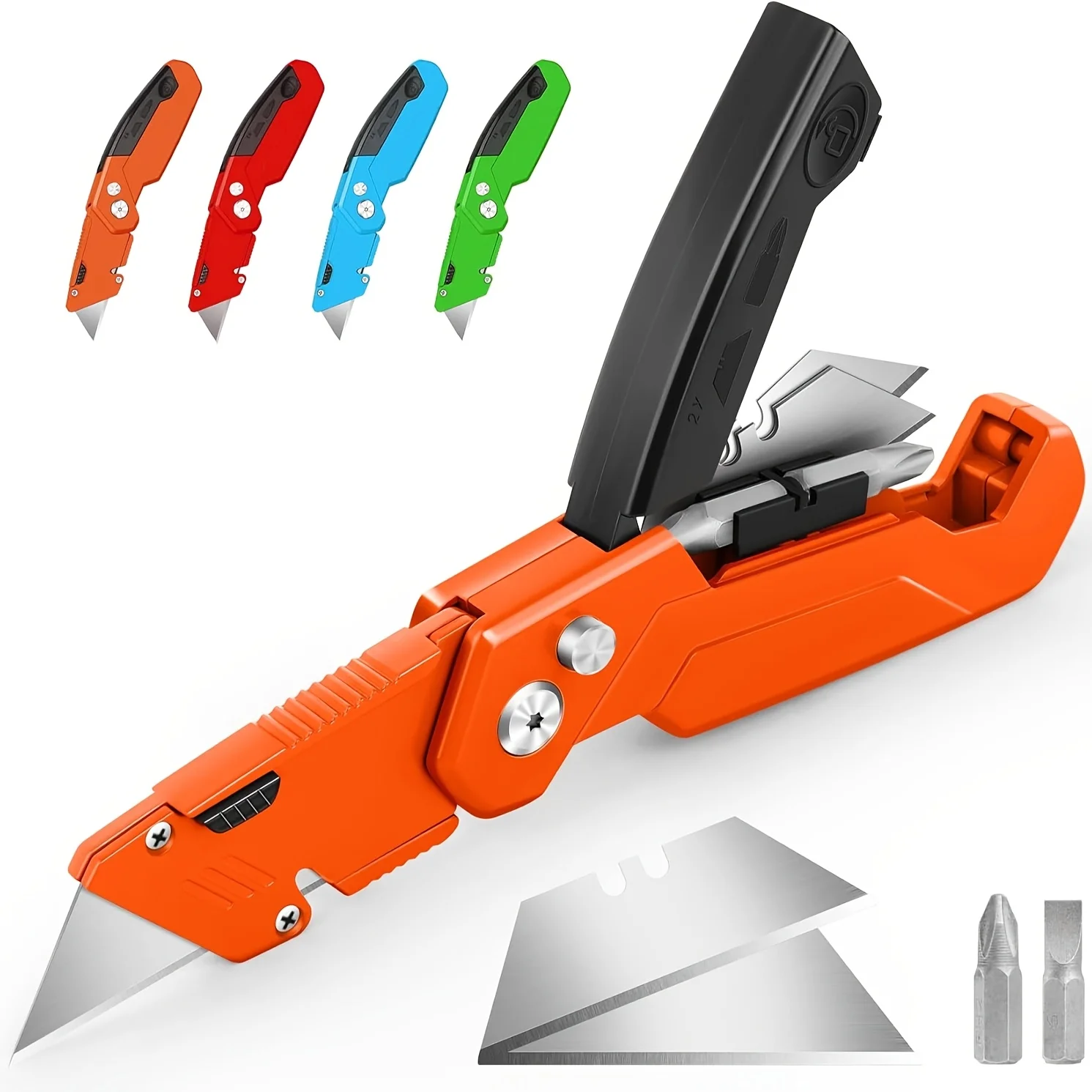 DIYSELF Box Cutter, Box Opener Knife, Razor Knife, Metal Belt Clip, Quick-change Folding Utility Knife, Razor Blades Utility Kni