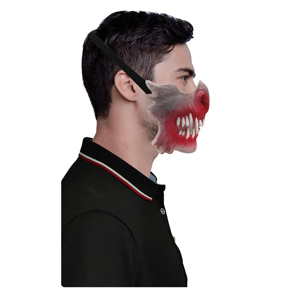 Gruselige Maske mit Würgenzähnen - Unheimliche Requisiten Realistische Kostümmasken für Halloween und Cosplay-Partys – Detail 3