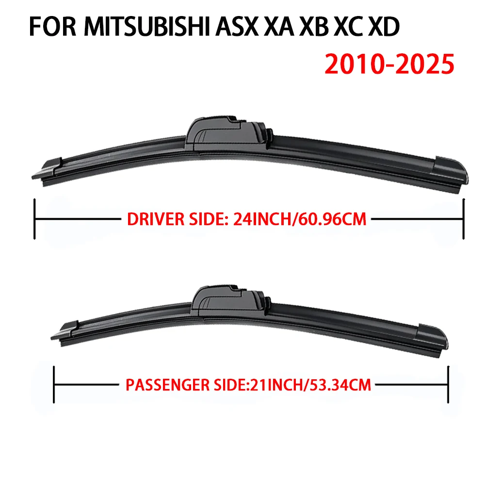 For Mitsubishi ASX 2010-2025 24''+21'' Car Wiper Blade Front Wipers Fit U Hook Arm Windscreen Auto Wiper Blades