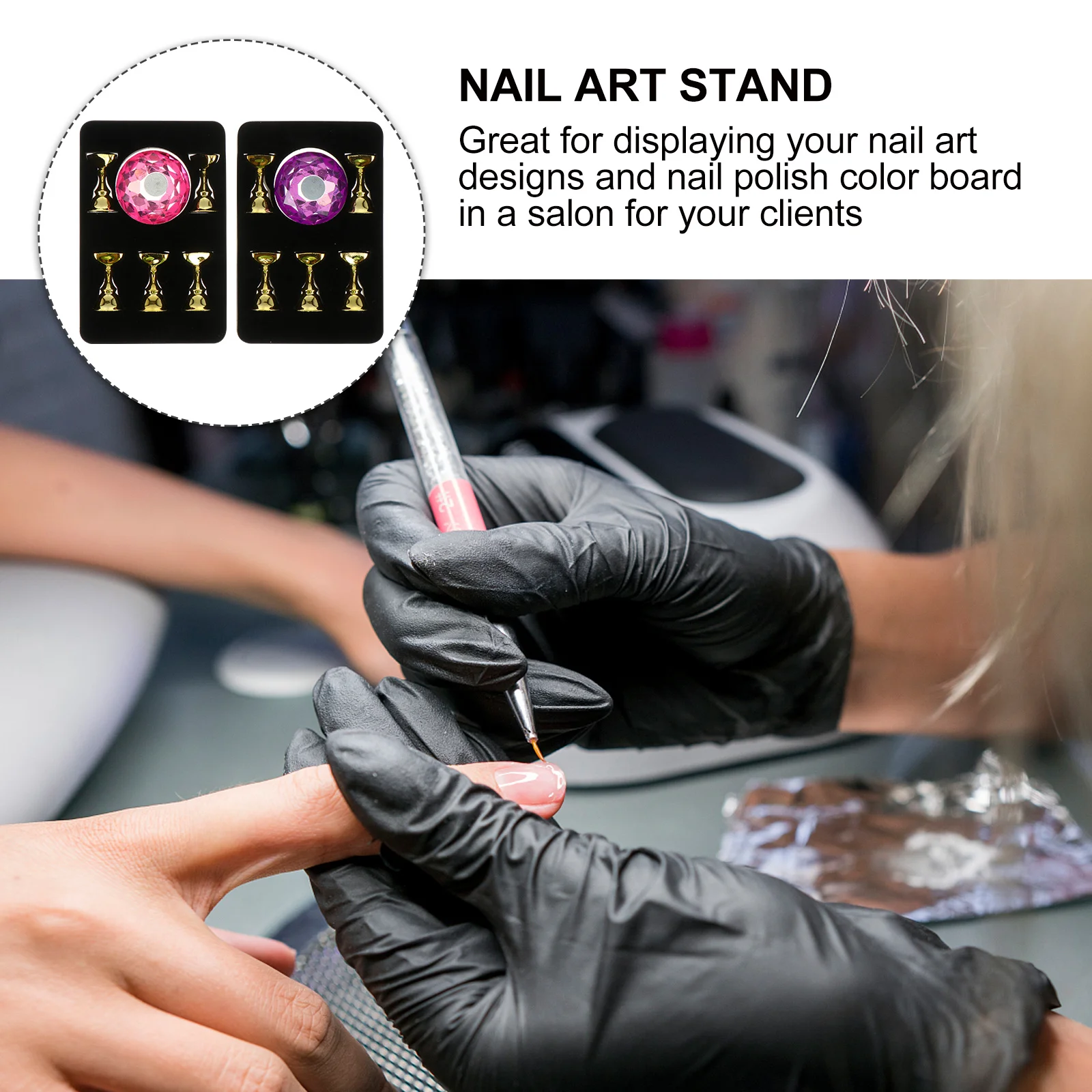 

2Sets Crystal Nail Tips Stand Nail Art Practice Base Manicure Holder Display Rack Salon Tool Manicure Practice Bracket