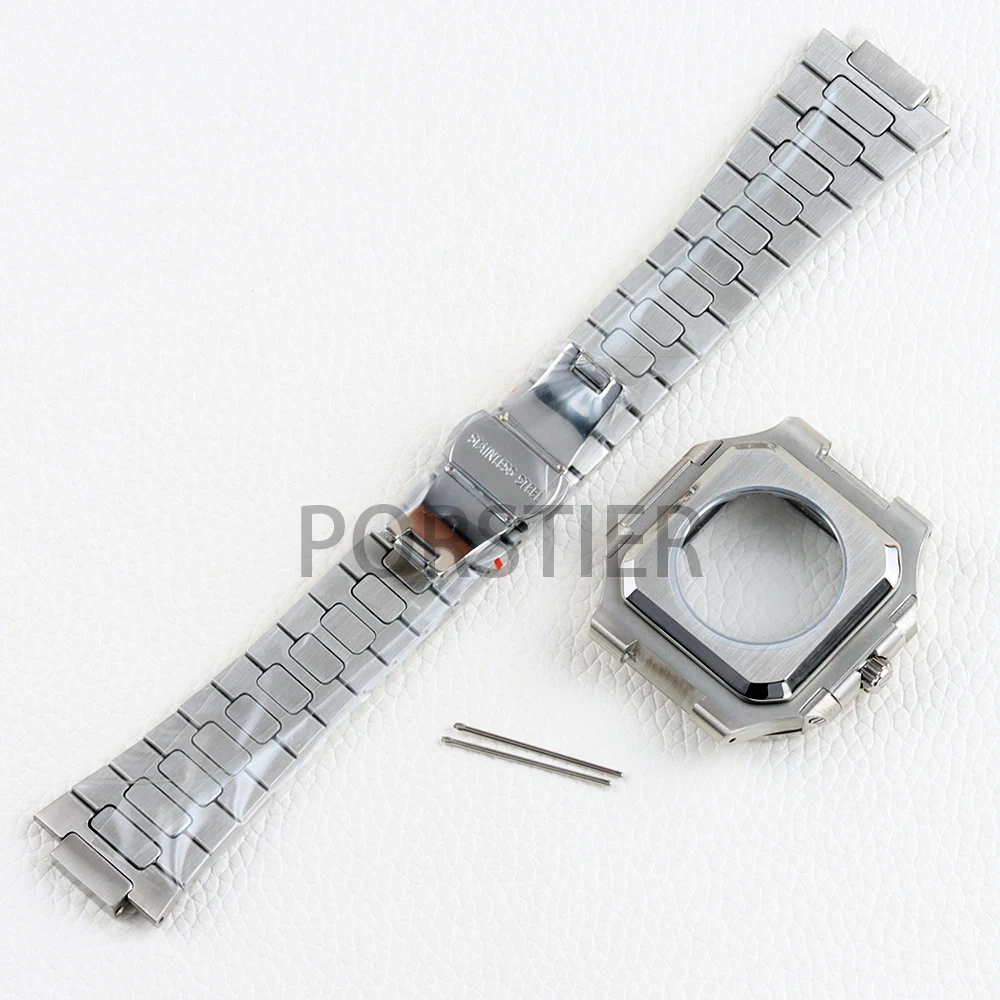 Square NH35 Watch Case 38mm Solid 316L Stainless Steel 25mm Width Bracelet for Cubitus NH35 NH36 Movement 29.5mm Dial Parts
