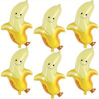 6Pcs Banana Foil Balloons arge Cute Fruit Foil Balloons for Fruit Banana Themed Party Decoration Birthday Baby Shower Supplies