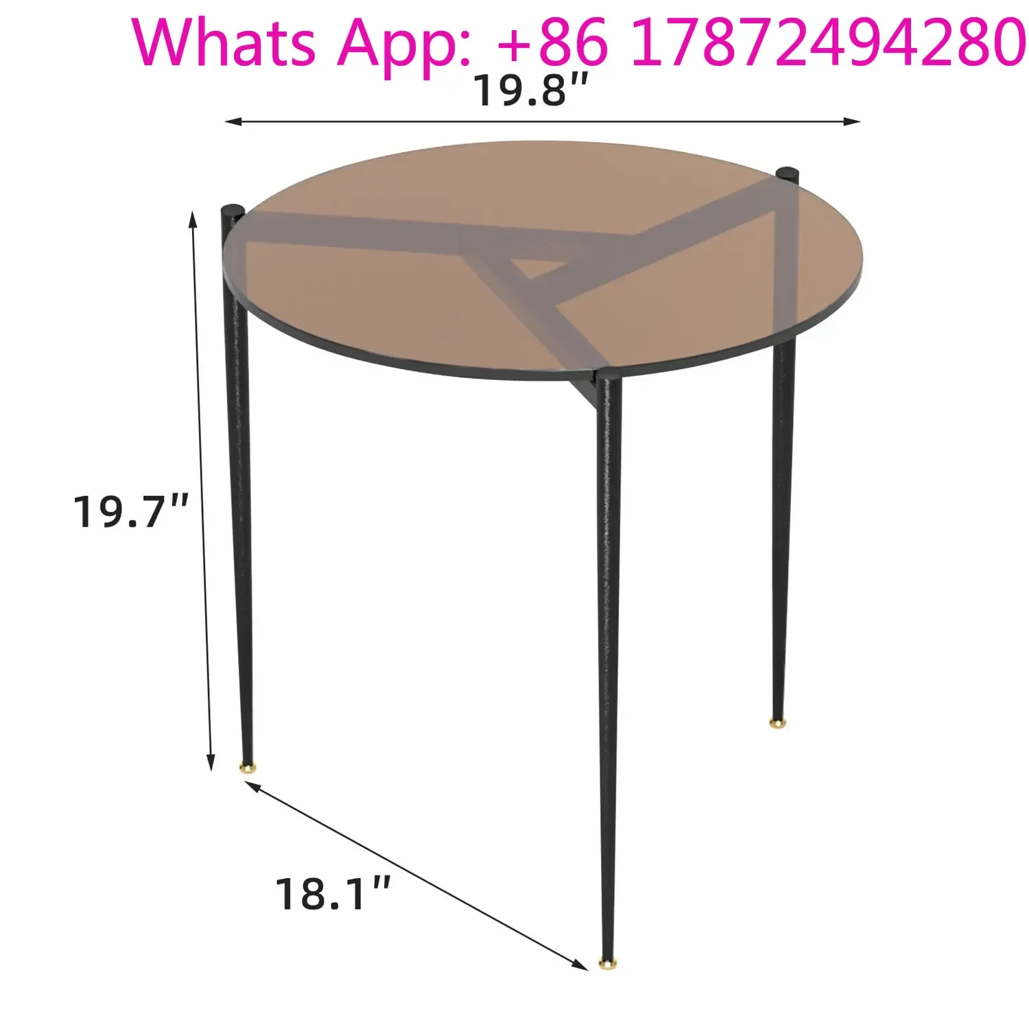 End Table Leisure Tempered Glass Side Table with Sleek Metal Legs