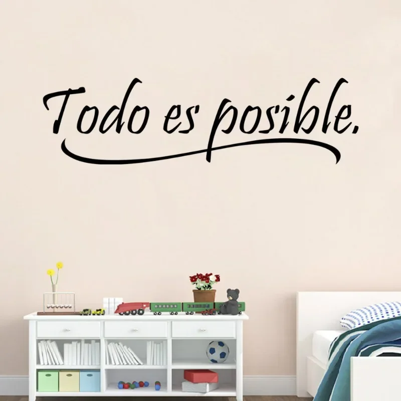 

Everything Is Possible Spanish Motivational Quote Removable Vinyl Wall Art Sticker Home Office Wall Decoration