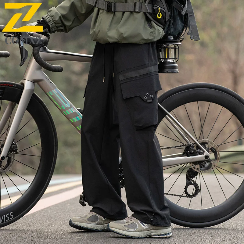 Men's Waterproof Cargo Pants 2025 Autumn Outdoor Training Workwear Trousers Straight Comfortable Utility Hiking Casual Trousers
