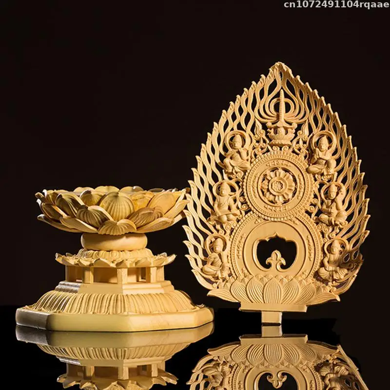 Natural Solid Wood Figurines Stand Decorative Shelves Buddha Guanyin Display Stand Wooden  Pedestal Crafts Lotus Base Home Decor