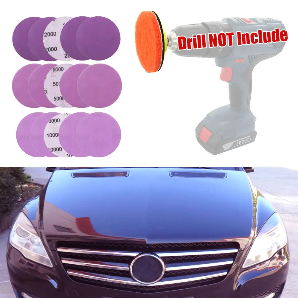 1 Set Car Headlights Repair Set Car Care Sanding Discs Pad Wet Dry Sandpaper No Drill Car Wash Auto Lights Polishing Restoration