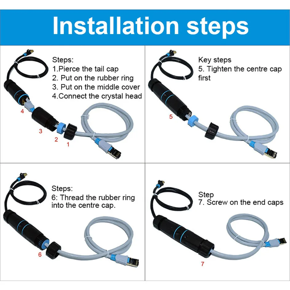 YXY RJ45 CAT6/CAT6A Cổng Kết Nối IP68 Chống Nước Bụi Bảo Vệ 500MHZ Tỷ Lệ Lá Chắn Mạng Cắm Thẳng Cho Ngoài Trời