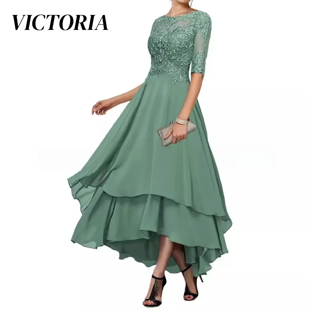 VICTORIA Fashion Column Floor Length Beading Skirts Tulle Illusion Floral women's wedding partyMother Of The Bride Dresses Cu