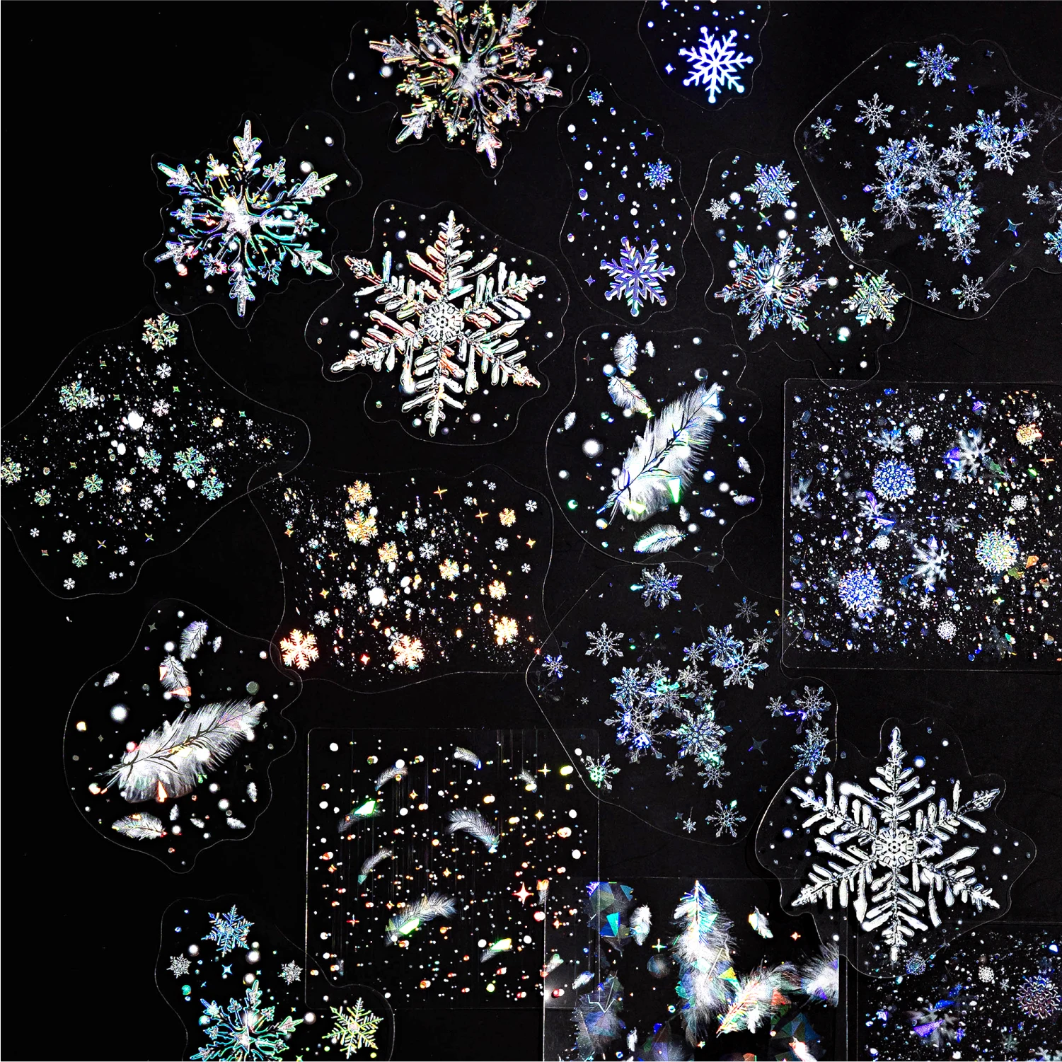 20 قطعة ثلاثية الأبعاد ليزر فضي PET ملصق حزمة DIY بها بنفسك سكرابوكينغ ديكور ألبوم صور القرطاسية الإبداعية ملصقات المواد الكولاج