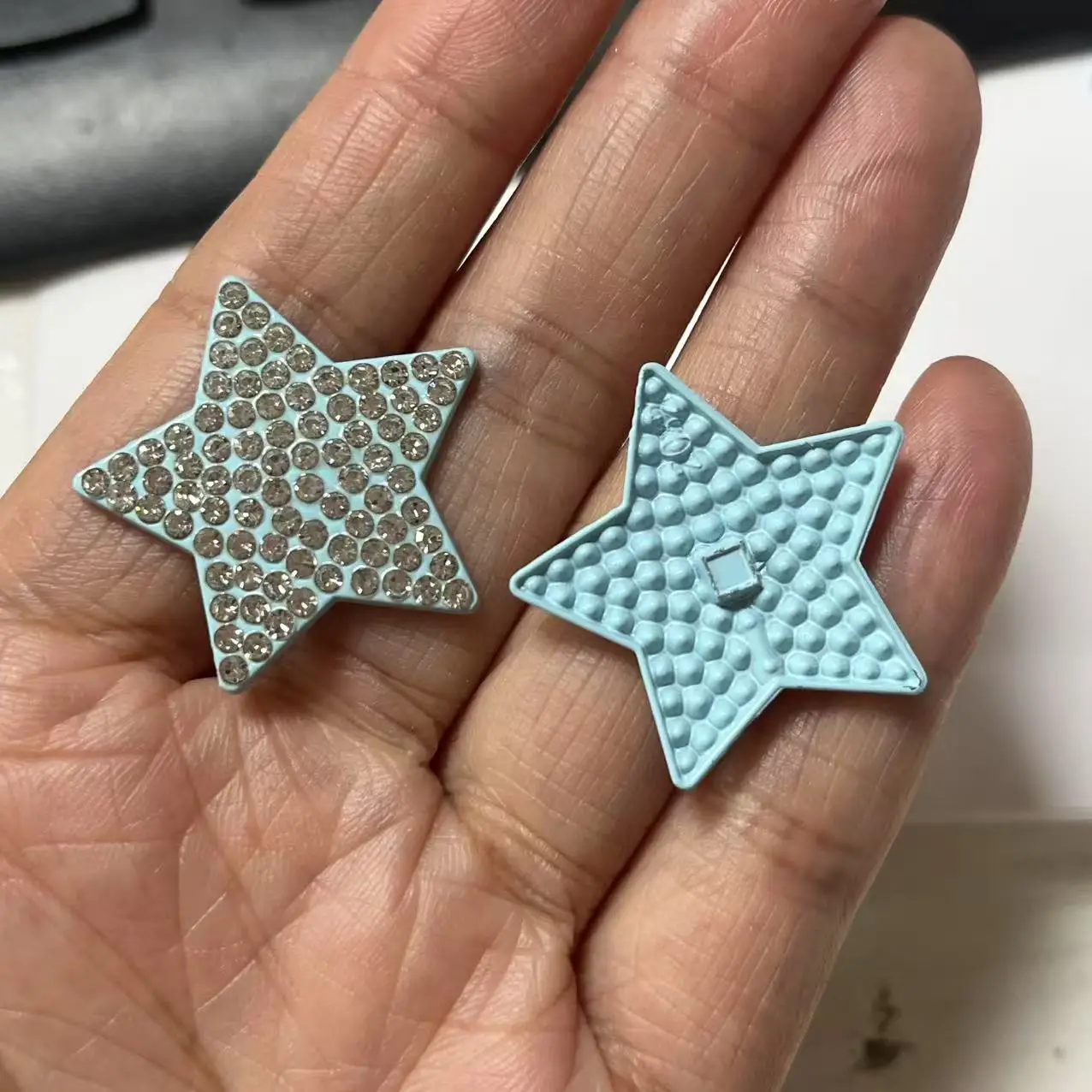 10 Uds. De pentagrama blanco y rosa con diamantes brillantes, estrella hueca, amor, funda de teléfono basura, decoración de Ipadcase, accesorios para manualidades DIY