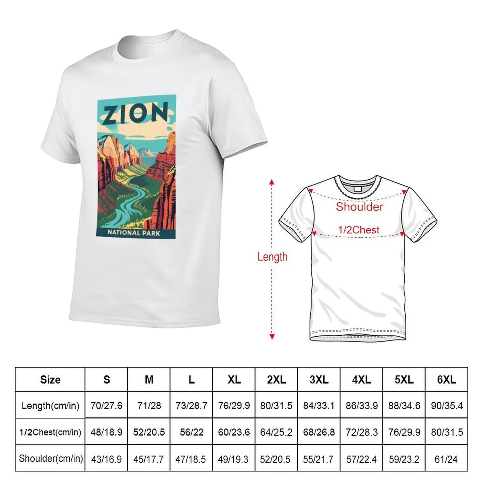 A Vintage Travel Art of the Zion National Park - Utah - US T-Shirt funny t shirts cotton graphic t shirts for man T-Shirt