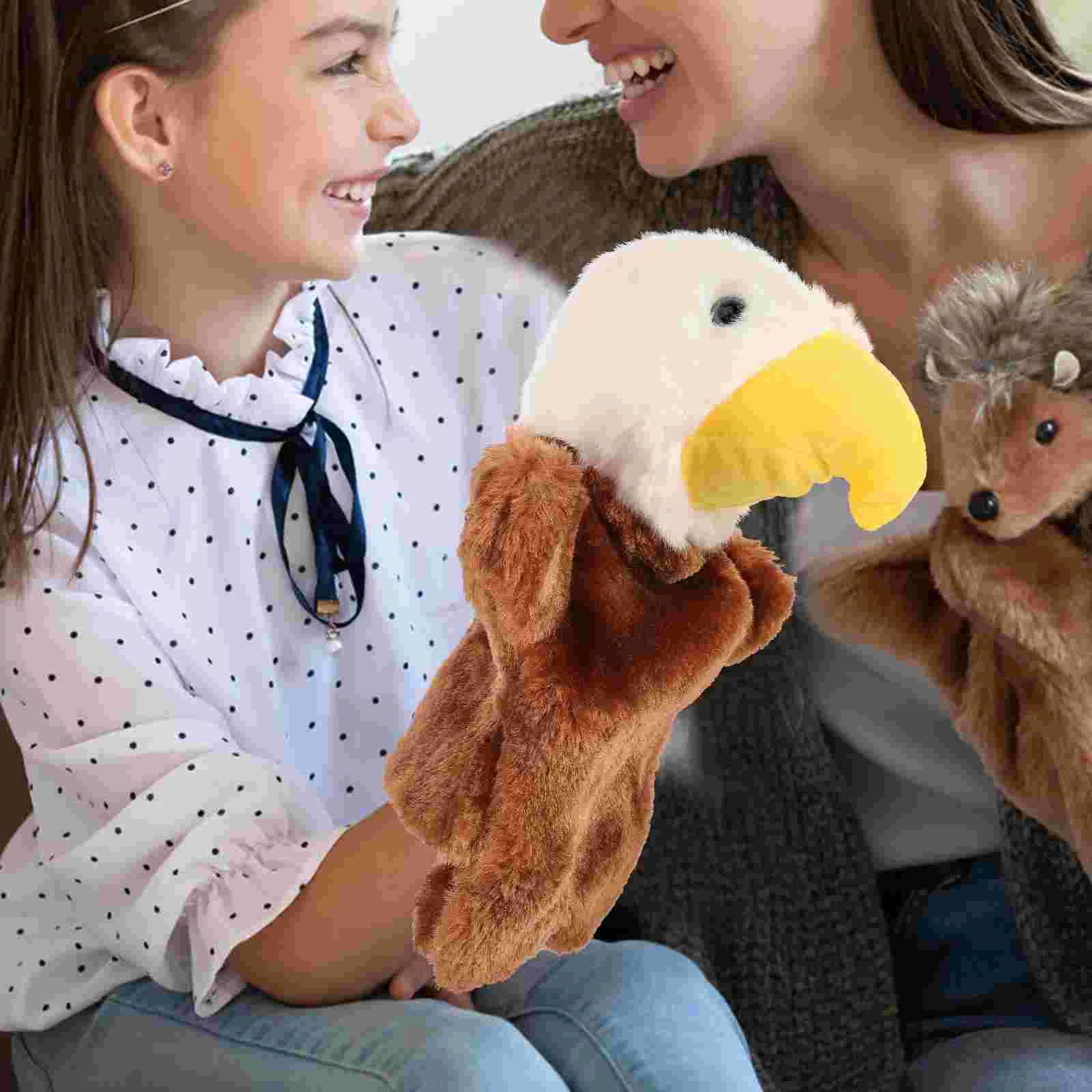 Simulation Eagle Hand Puppet Plush Toy for Kids Story Telling Role Play Safe Soft Material Kids Hand Puppets Interactive