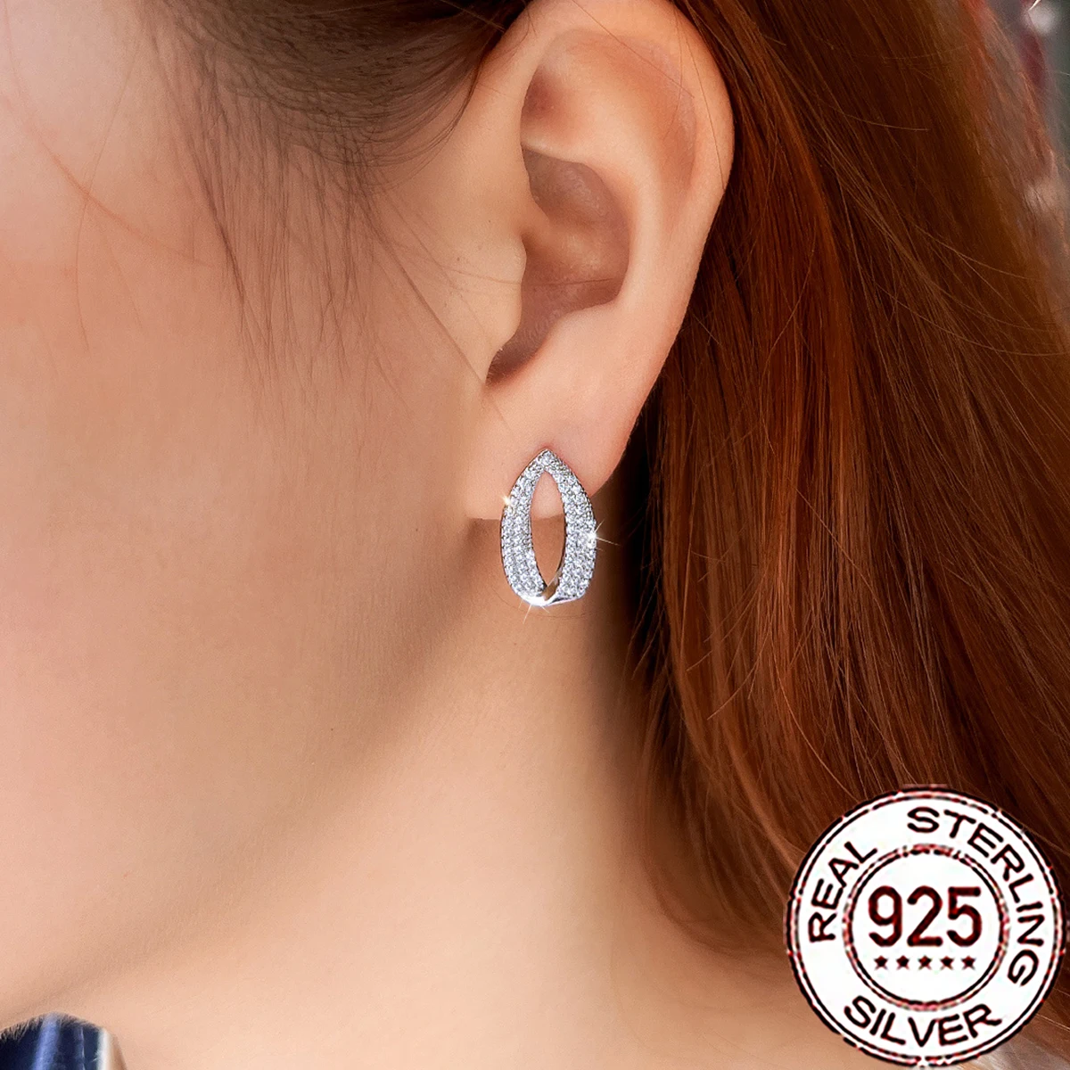 QooLady Fashion 925 Sterling Silver Cubic Zirconia Paved Water Drop Stud Earrings for Women Engagement Party Fine Jewelry SE149 5