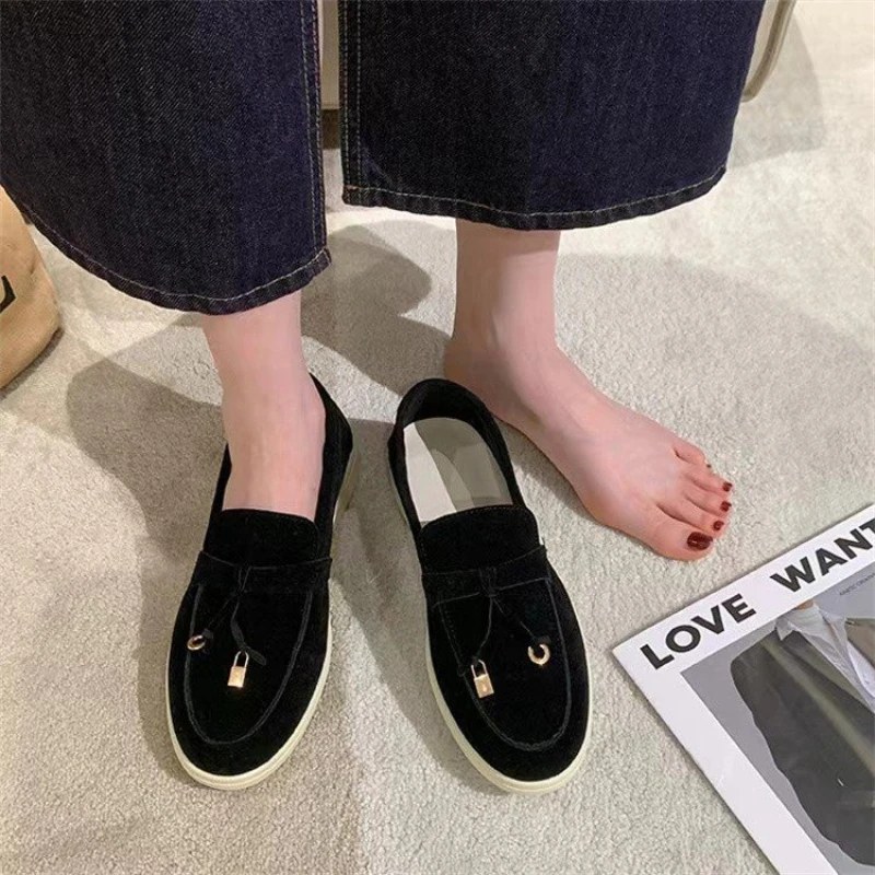 Women\'s Tassel Shoes Fashion Large Size Round Head Slip on Loafers Non-slip Comfortable Soft Sole Flats Zapato De Mujer