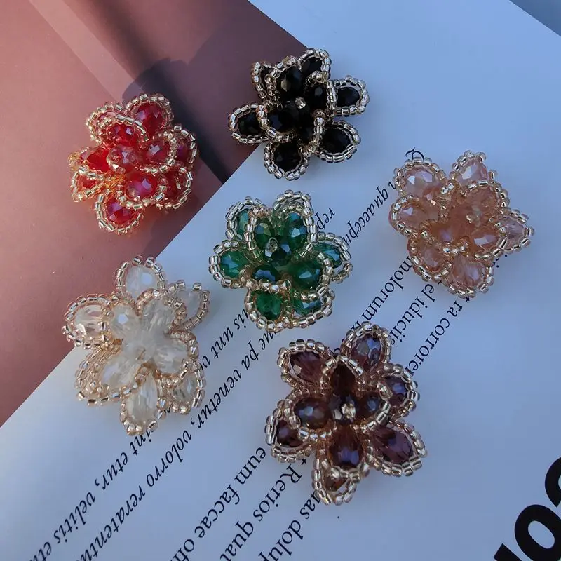 5Pcs 2.5*2.5CM DIY Nail Bead Hand Sewing Glass Crystal Bead Flower Hair Accessories Headwear Decoration Cloth Paste N186