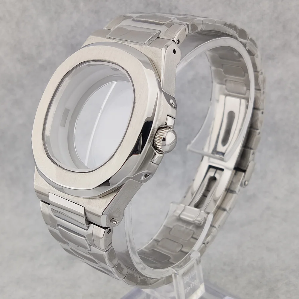 스테인레스 스틸 사파이어 유리 방수 시계 케이스, 나비 버클 스트랩, NH35 NH36 무브먼트에 적합, 41mm 케이스