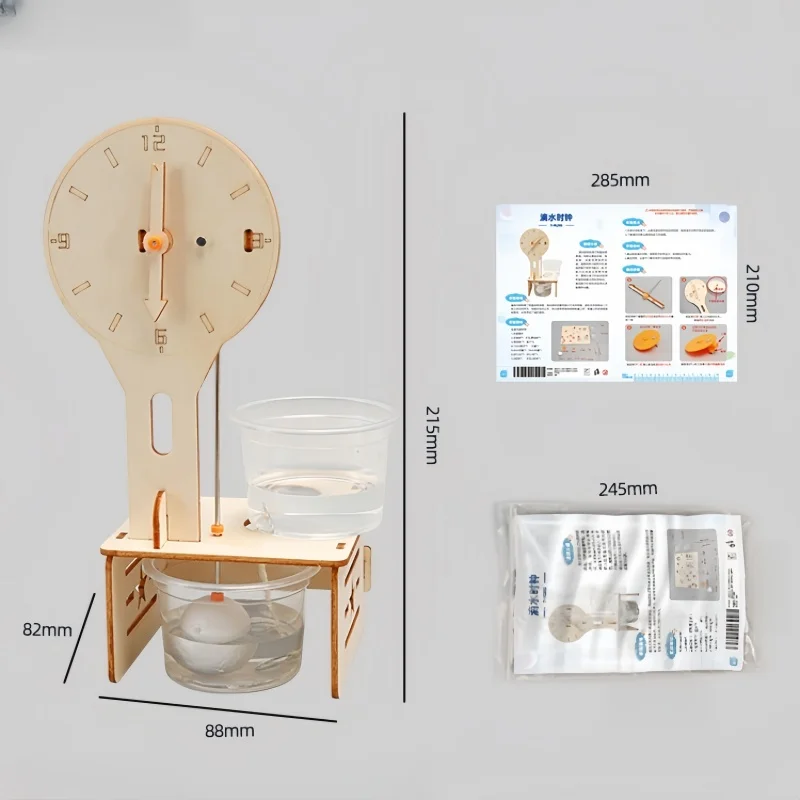 Orologio antigoccia fatto a mano per bambini fai-da-te Kit di esperimenti scientifici educativi in legno Giocattolo interattivo genitore-figlio Set da gioco educativo assemblato