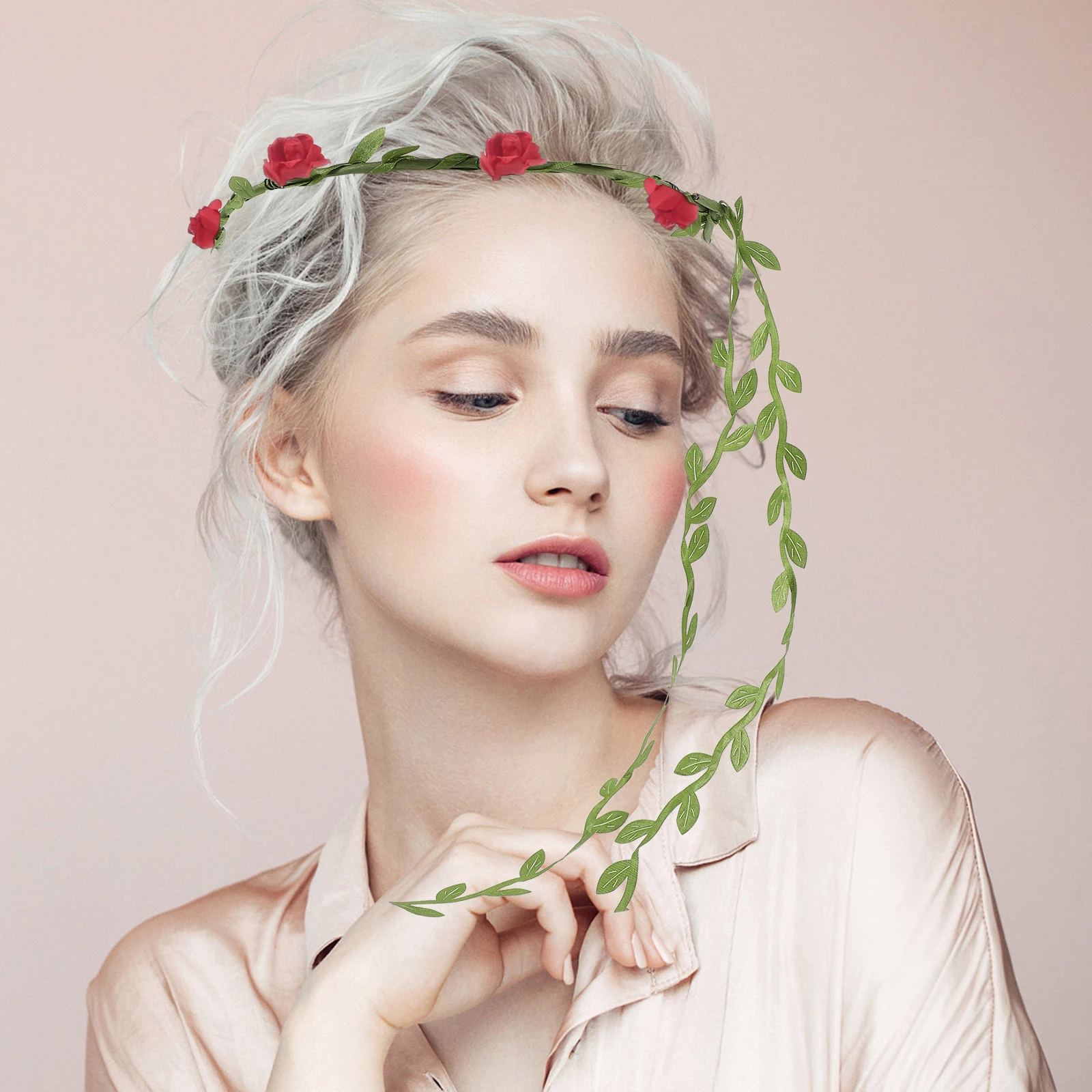 

3 Pcs Flower Headbands Leaf Crowns Garland Bracelet for Women Floral Headpiece Hair Wreath Bride Wedding Photoshoot Props