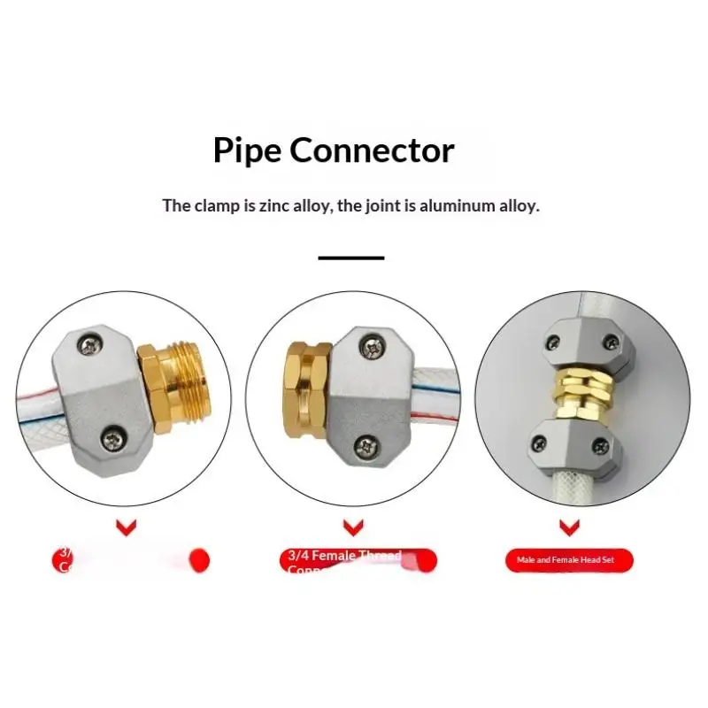 New！Zinc Aluminum 5/8-3/4 Inch Garden Hose Connector Water Pipe Repairer Male Female Connector Set With Sealing Rings