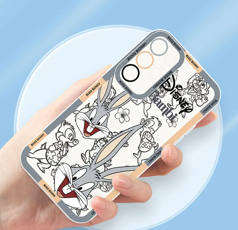 Disney Bugs Bunny For Samsung Galaxy S23 S22 S21 S20 FE Ultra Plus S10 A11 A23 Lite 5G Angel Eyes Liquid Phone Case