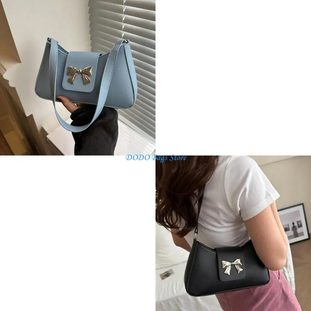 

Elegant Shoulder Bag for Women PU Leather Evening Purses Trendy Armpit Bags Bows Underarm Purse Office Handbag