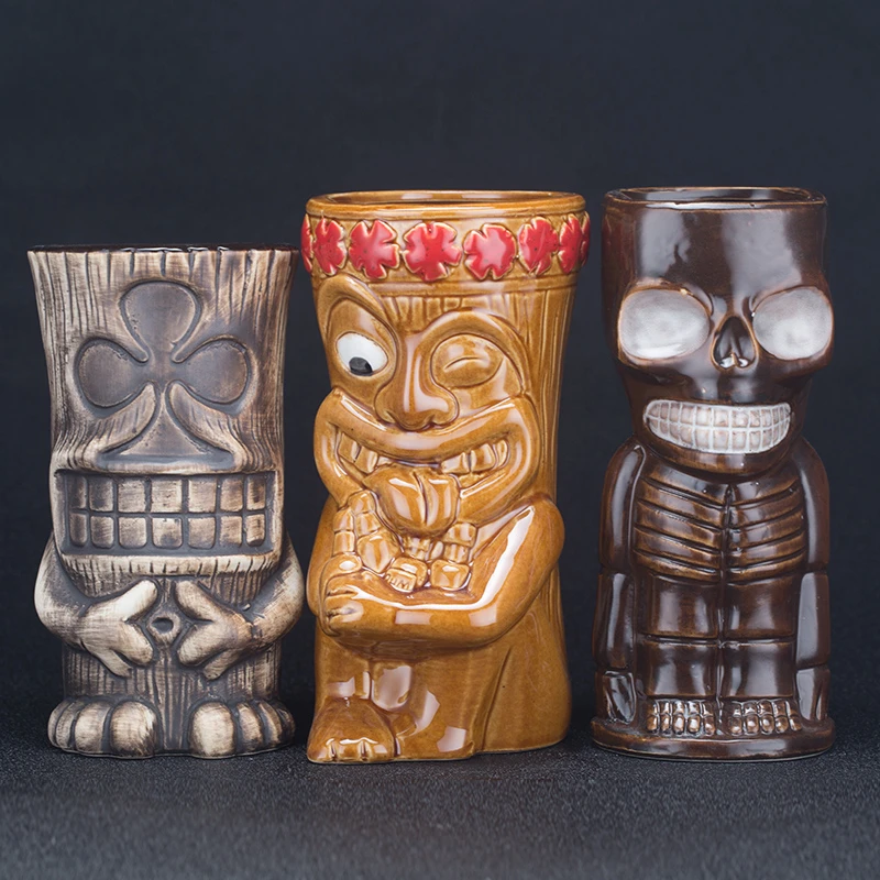 Picture 5: 600ml Hawaii Tiki Mugs Cocktail Cup Beer Beverage Mug Wine Mug Ceramic Easter Islander Tiki Mug Bar Tools Barware