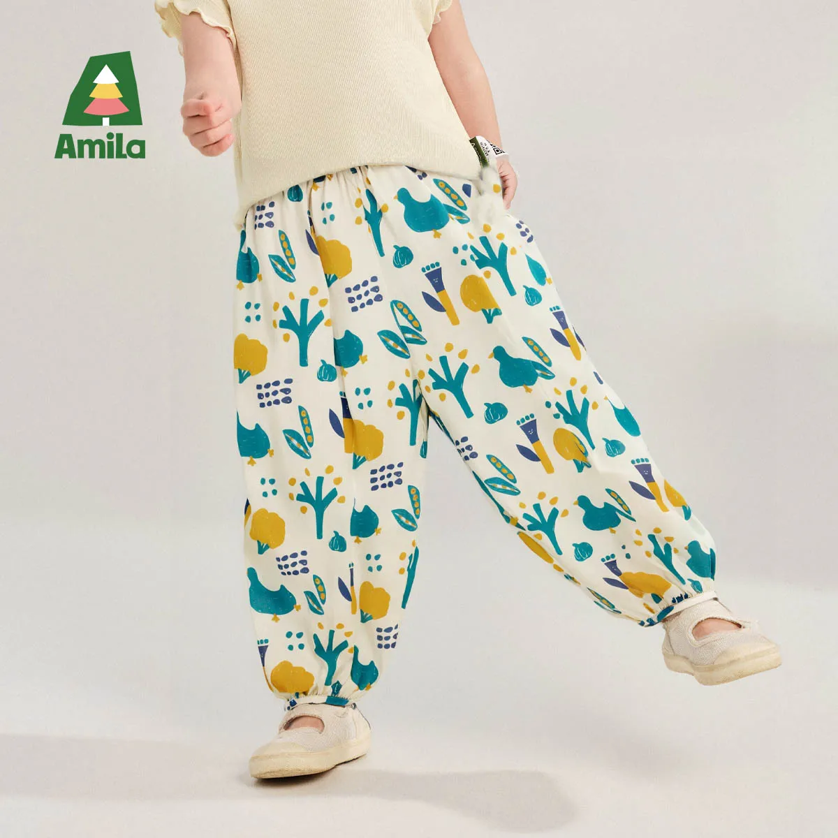 

Amila Baby Pant 2025 Summer New Casual Fashionable Pure Cotton Comfortable Breathable Cartoon Full Print Foot Binding Clothing