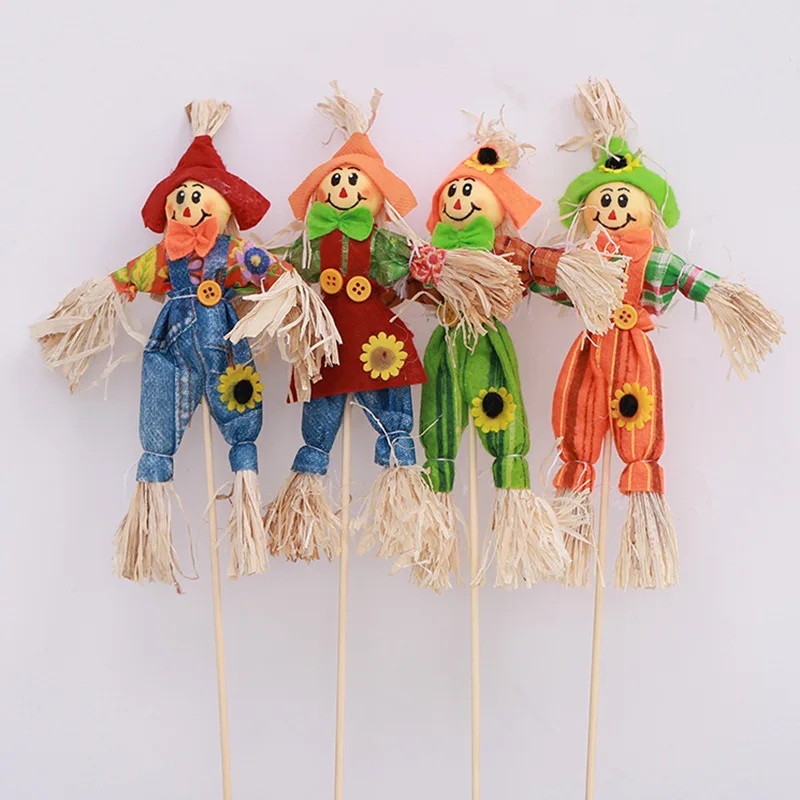 1Pcs Halloween Decoration Simulation Cartoon Cute Scarecrow Standing Pumpkin Ornaments Rustic Scarecrow Scene Layout