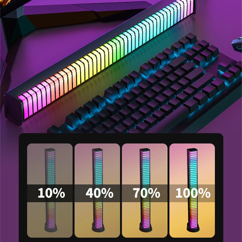 Desktop Atmosphere Light LED RGB Voice-Controlled Computer Car Spectrum Music Rhythm Lights Cool 3D Pickup Safer Night Lights