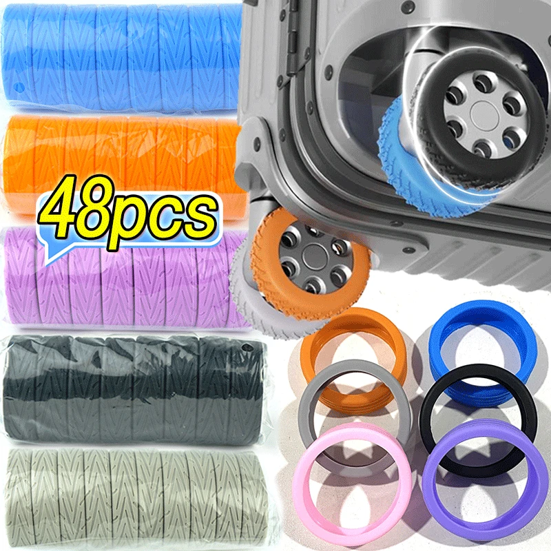 8-48pcs Rolling Luggage Wheel Protecter Silicone Travel Suitcase Trolley Caster Shoes Reduce Noise Silence Cover Bag Accessories