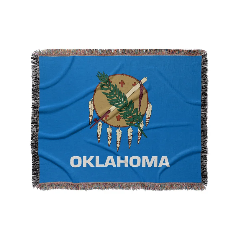 Gaslight Gatekeep Girlboss Oklahoma United States of America Jacquard Fringed Woven Throw Blanket
