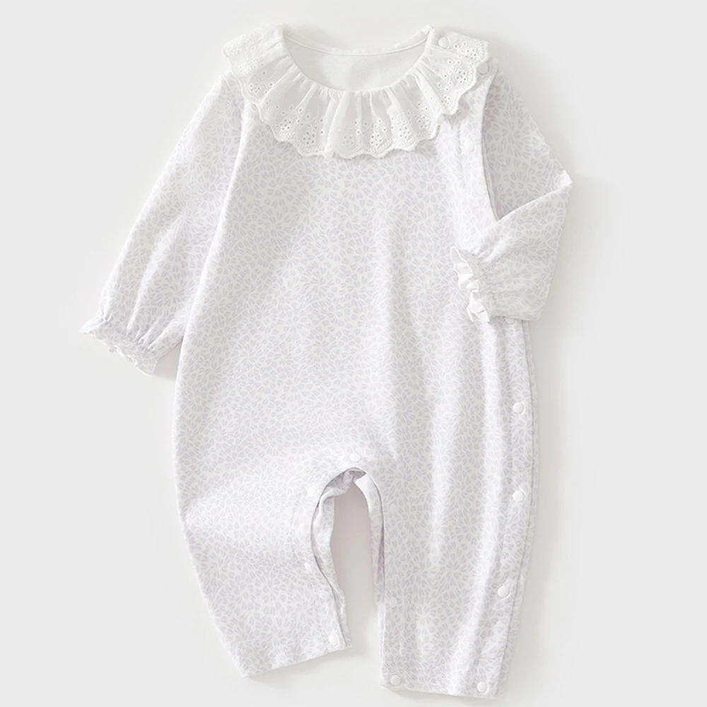 

Комбинезон для девочек, одежда из 100% хлопка с длинными рукавами и оборками, весенне-осенняя одежда для новорожденных, комбинезон для маленьких девочек