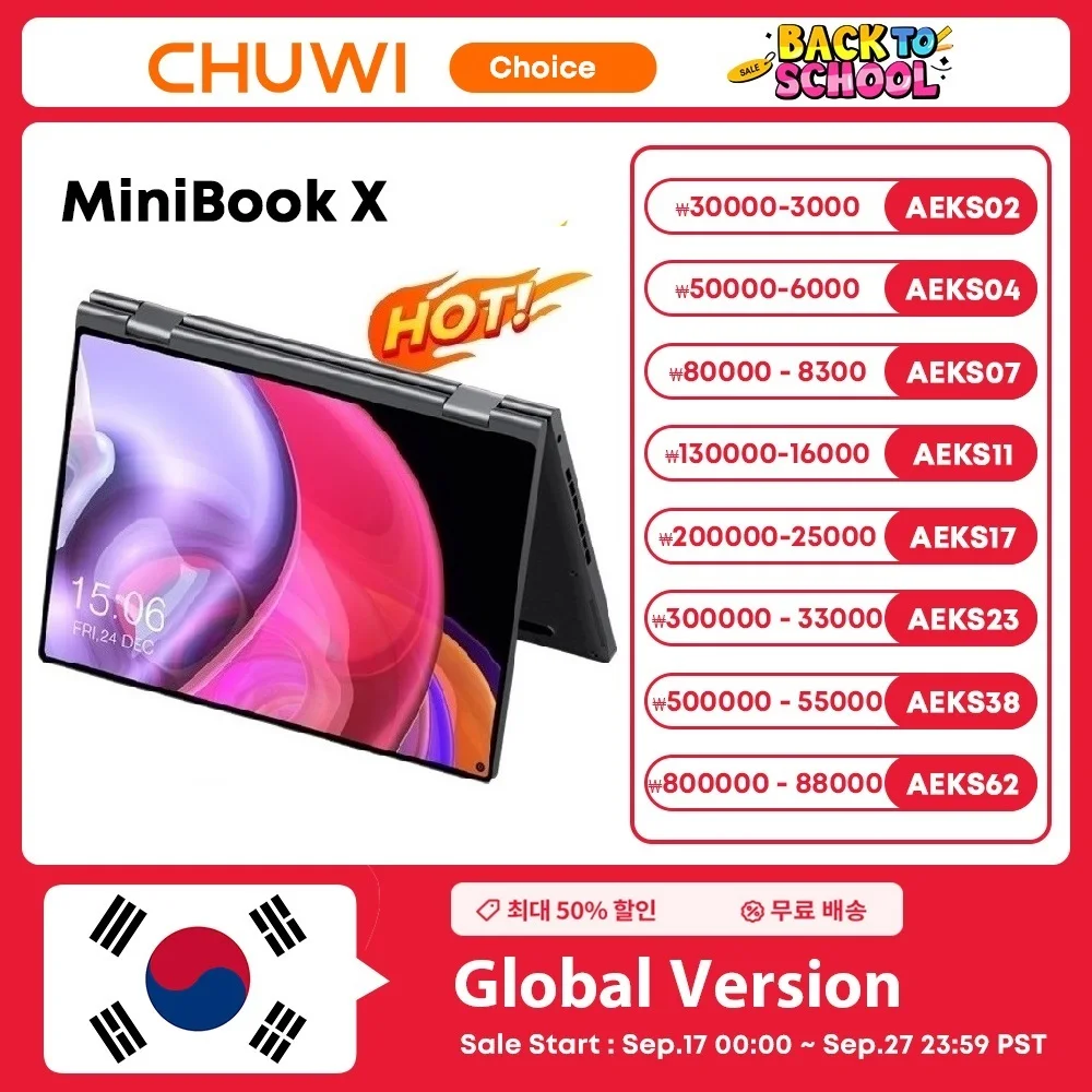 CHUWI MiniBook X 2025 2-in-1 노트북 태블릿 Intel N150 CPU 10.51' FHD IPS 스크린 12GB LPDDR5 512G SSD Windows 11 노트북 PC