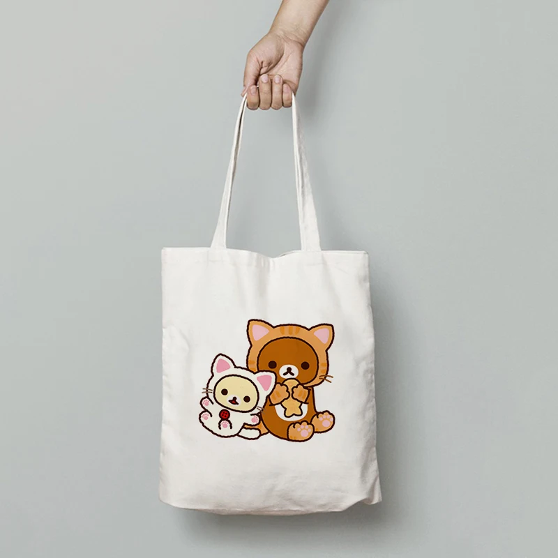 Rilakkuma Shopping Bags Shopper Bag Canvas Hand Designer Handbags Boutique Women Free Shipping Shopper Reusable FoldingTote Bag