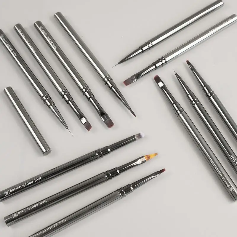 Professional Nail Art Brush Set With Multiple Special Tips Sturdy Metal Handles For Home DIY Nail Design Salon Use